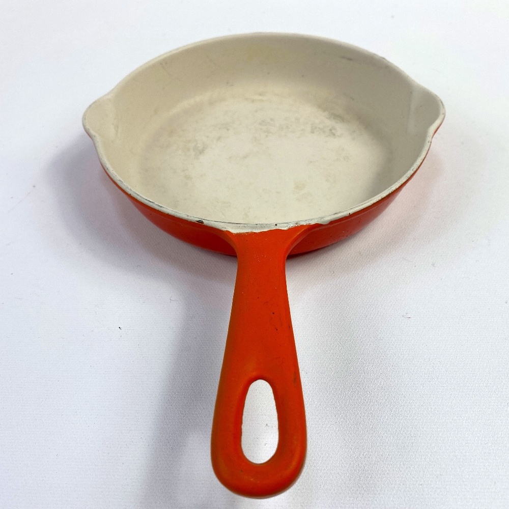 Le Creuset France #16 Orange Enamel Vintage Cast Iron - 6-1/2" Skillet Fry Pan